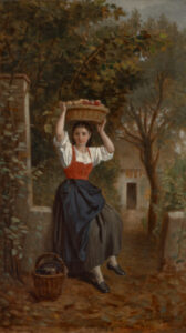 Girl Carrying a Basket of Fruit
