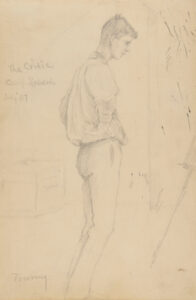 Sketch from a Camping Trip on the Lower Susquehanna in 1887 (full length study of a man standing). Inscribed: ‘The Critic – Camp Roberts – July ’87/Tommy.’ Portrait of Thomas C. Corner