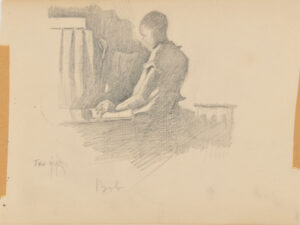 Sketch from a Camping Trip on the Lower Susquehanna in 1887 (half length study of a man, facing left). Inscribed: ‘Twas night/Bob’