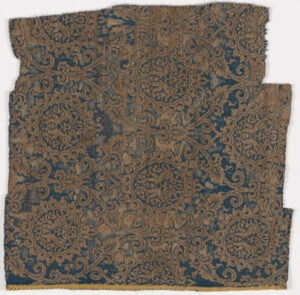 Fragment of Medieval Silk with Confronting Rabbits
