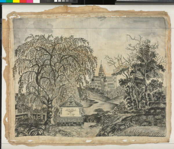 PRINTWORK MOURNING EMBROIDERY "IN MEMORY OF A TENDER AND BELOVED FATHER"