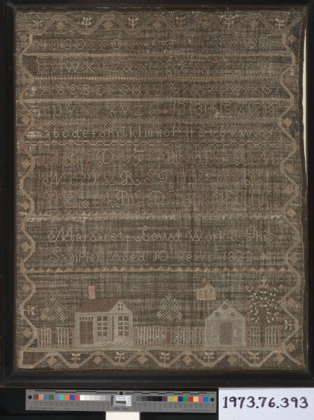 BAND SAMPLER WITH ALPHABETS AND BUILDINGS