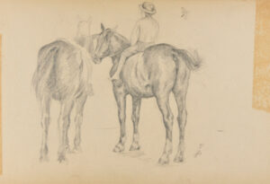 Sketch from a Camping Trip on the Lower Susquehanna in 1887? (2 studies of a horse with a boy mounted bareback). Inscribed: ‘Aug 29.’