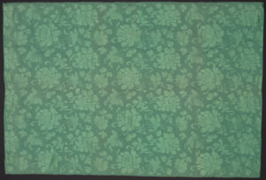 Green Damask Panel with Flowers and Butterflies