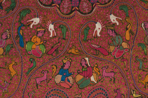 Embroidered Rumal (Square Amlikar Shawl) with Figures - Image 31