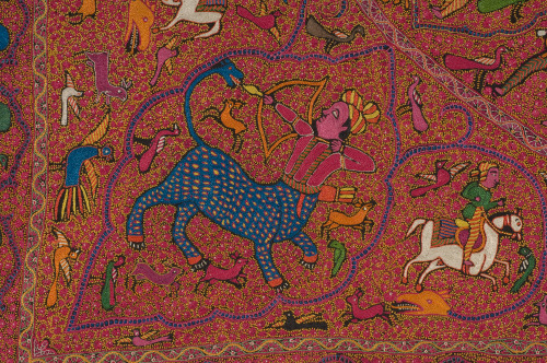 Embroidered Rumal (Square Amlikar Shawl) with Figures - Image 30
