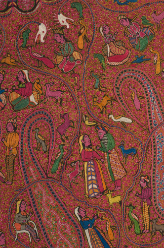 Embroidered Rumal (Square Amlikar Shawl) with Figures - Image 27