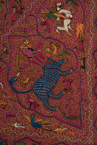 Embroidered Rumal (Square Amlikar Shawl) with Figures - Image 20