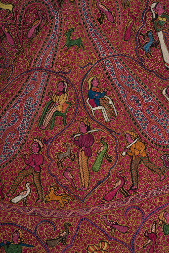 Embroidered Rumal (Square Amlikar Shawl) with Figures - Image 19