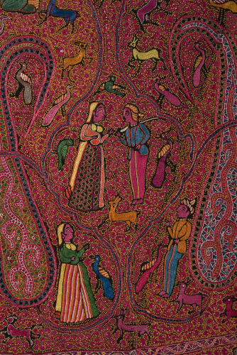 Embroidered Rumal (Square Amlikar Shawl) with Figures - Image 18
