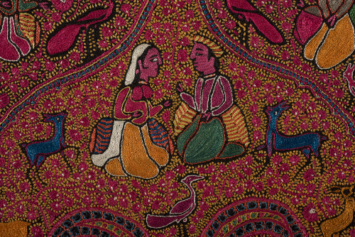Embroidered Rumal (Square Amlikar Shawl) with Figures - Image 17