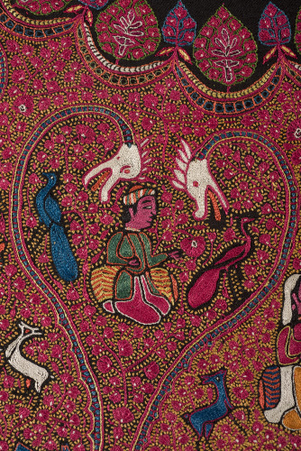 Embroidered Rumal (Square Amlikar Shawl) with Figures - Image 16