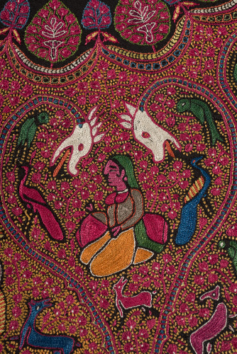 Embroidered Rumal (Square Amlikar Shawl) with Figures - Image 15