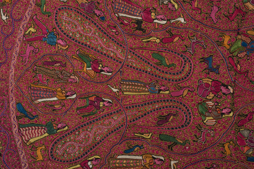 Embroidered Rumal (Square Amlikar Shawl) with Figures - Image 12