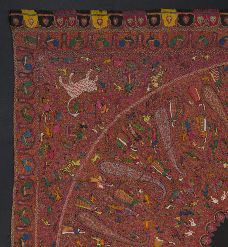 Embroidered Rumal (Square Amlikar Shawl) with Figures - Image 8
