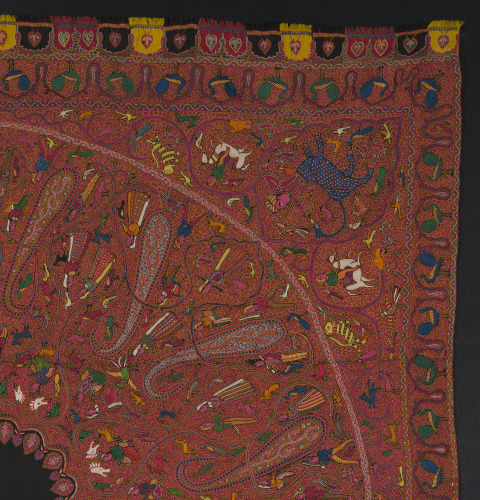 Embroidered Rumal (Square Amlikar Shawl) with Figures - Image 7