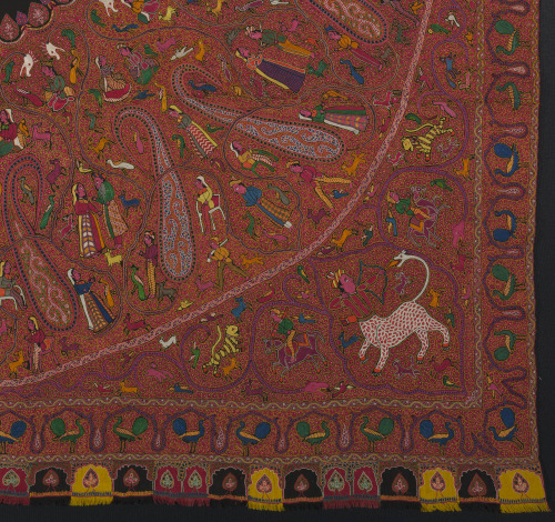 Embroidered Rumal (Square Amlikar Shawl) with Figures - Image 6