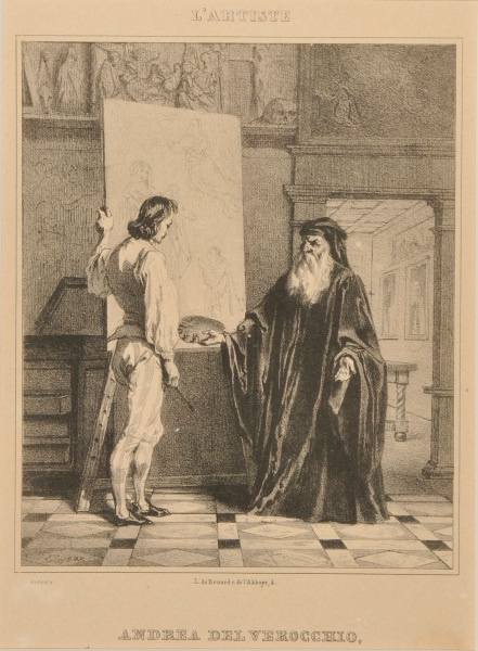 ANDREA DEL VEROCCHIO RECOGNIZES THE SUPERIOR TALENT OF HIS PUPIL, LEONARDO DA VINCI, AND RENOUNCES PAINTING