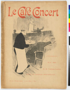 Portfolio cover and text of “Le Café Concert”