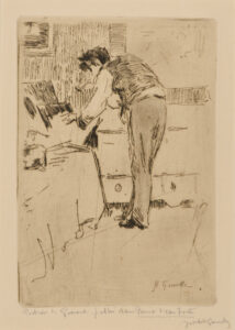 Henri Guérard Consulting a Box of Prints