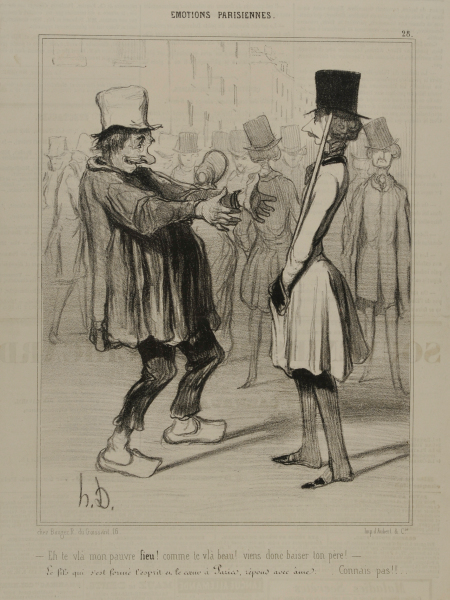 Eh te v’là mon pauvre fieu! comme te vlà beau! viens donc baiser ton père!