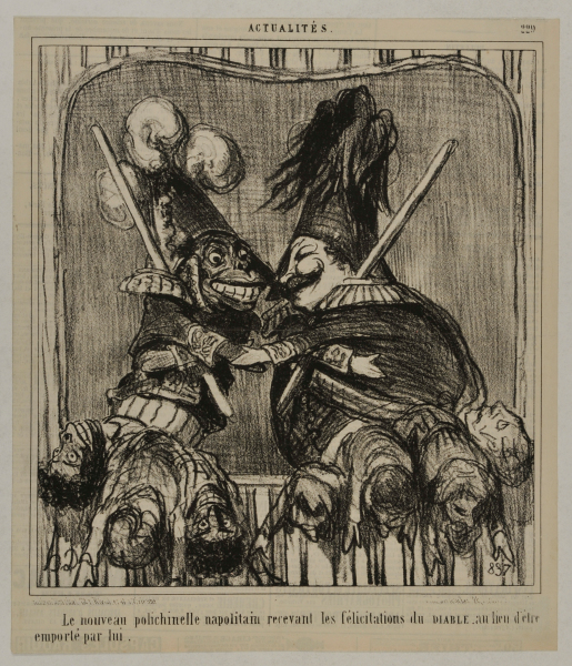 Le nouveau polichinelle napolitain recevant les félicitations du diable, au lieu d’être emporté par lui