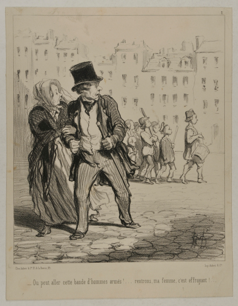 Ou peut aller cette bande d’hommes armés!…rentrons, ma femme, c’est effrayant!…