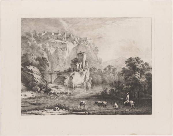 Man on Horseback Fording a River