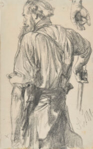 Study of a Factory Worker Seen from Behind and Study of a Left Hand
