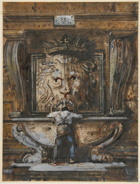 FIGURE AT LION'S HEAD FOUNTAIN, ROME