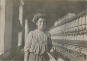 Spinner and Doffer in the Interlaken Mill, Arkwright, Rhode Island