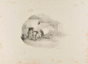 Cheval de charrette sorti des limons