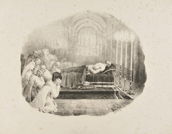 WILLIAM THE CONQUEROR LYING IN STATE AT THE CHURCH OF THE ABBEY ST. GEORGES DE BOSCHERVILLE