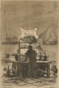 Marchand de poissons, carte pour Joseph de Nittis