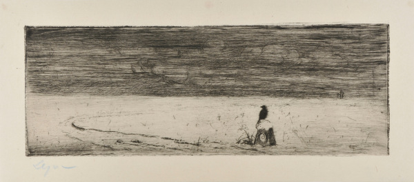 RAVEN ON A STONE IN A SNOWY EXPANSE