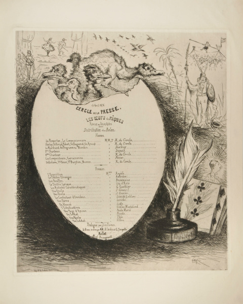 PROGRAM FOR THE EASTER EGGS, REVUE IN TWO ACTS, CERCLE DE LA PRESSE, APRIL 27, 1878
