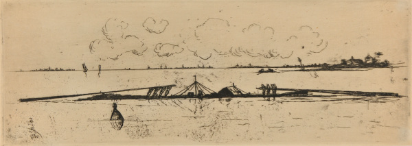 LARGE RAFT BEING ROWED