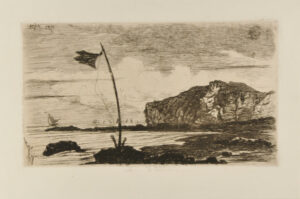 Falaise du Nord avec pavillon-signal au premier plan à gauche