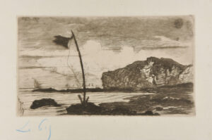 Falaise du Nord avec pavillon-signal au premier plan à gauche