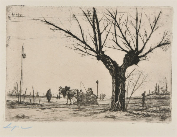 Traineau et arbre dépouillé