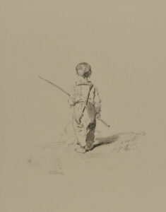 Young boy seen from behind