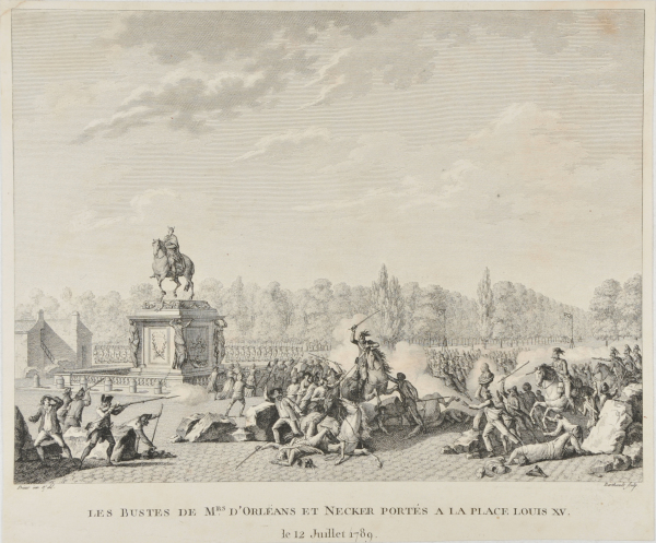 Les bustes de Mrs. d’Orléans et Necker portés à la Place Louis XV le 12 Juillet 1789 - Image 2