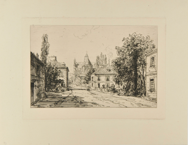 Vue de l’Église et Entrée du Village d’Essômes (près Château-Thierry)