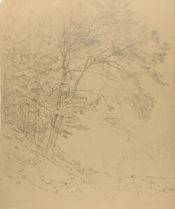 Path Next to Forest with Figures