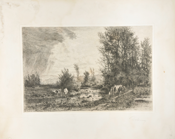 LANDSCAPE WITH CATTLE AND APPROACHING STORM