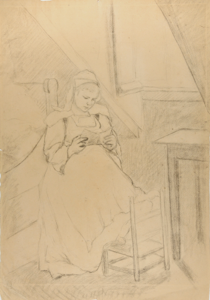 STUDY OF A BRETON GIRL READING