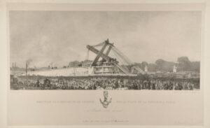 Érection de l’Obelisque de Louqsor sur la Place de la Concorde à Paris, 25 Octobre 1836, à midi
