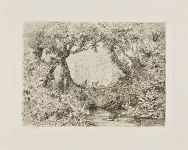 LANDSCAPE WITH MAN DRIVING DONKEYS