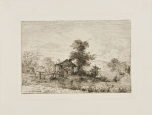 Small cottage by a pond