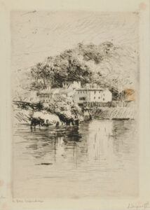 À Bas Meudon, with houses by the river